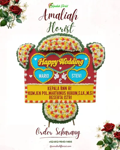 Karangan Papan Bunga Pernikahan di Pasekan